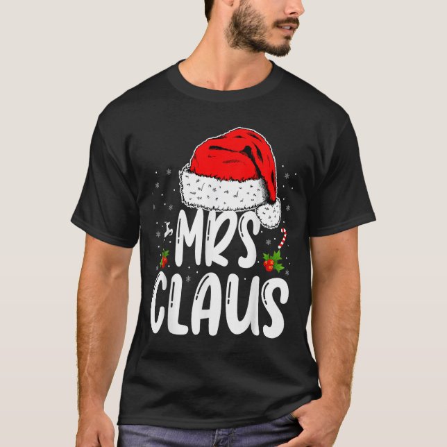 Mr And Mrs Claus Couples Matching Christmas Santa  T Shirt (Framsida)