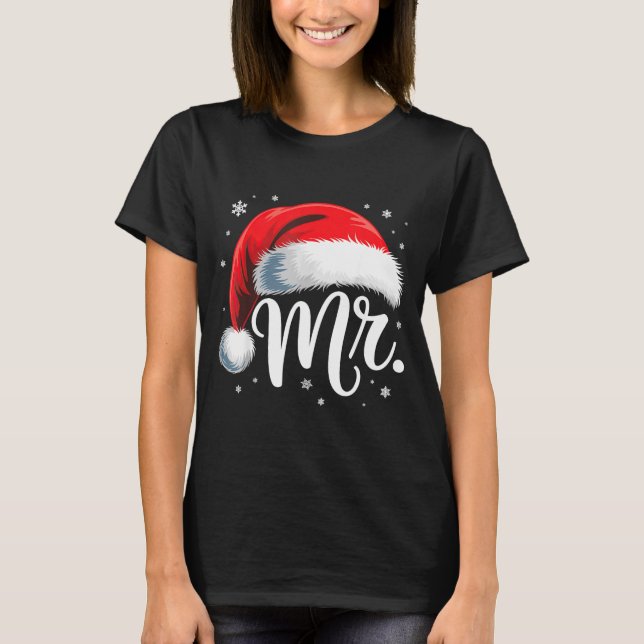 Mr And Mrs Claus Couples Matching  T Shirt (Framsida)