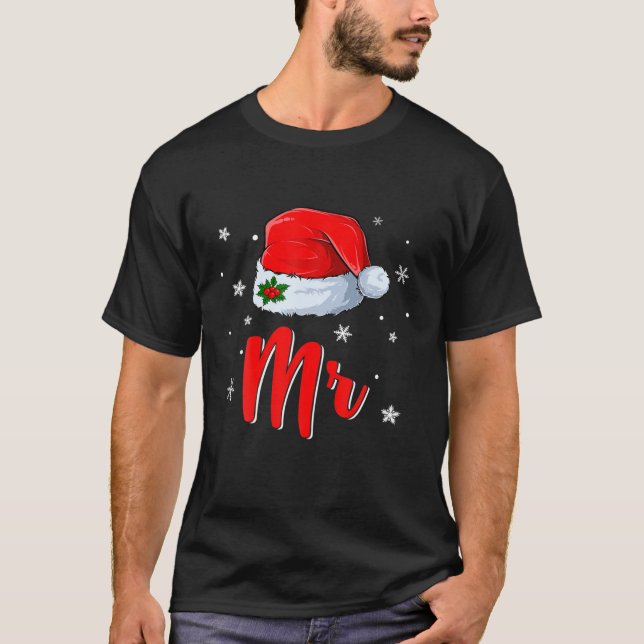 Mr And Mrs Claus Matching Couples Christmas Pajama T Shirt (Framsida)