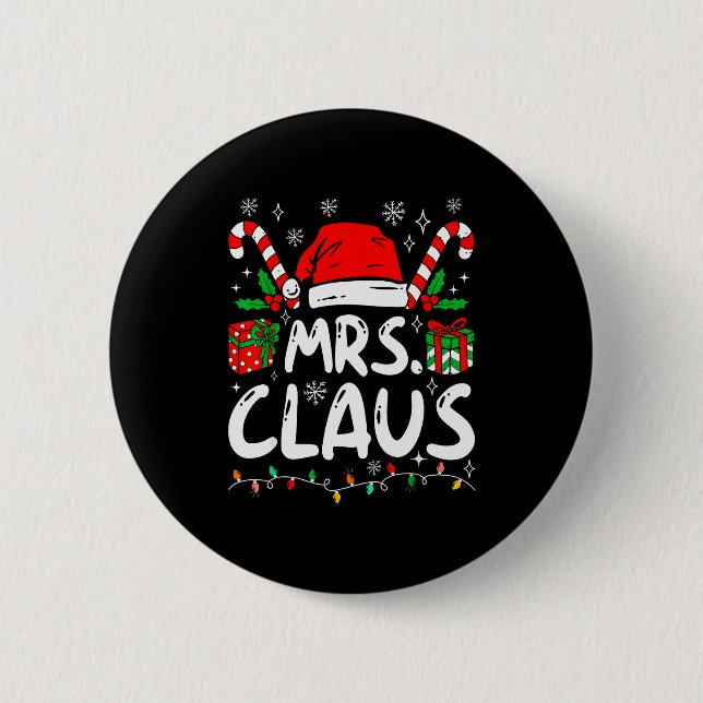 Mr And Mrs Claus Santa Hat Couples Family Christma Knapp (Framsida)