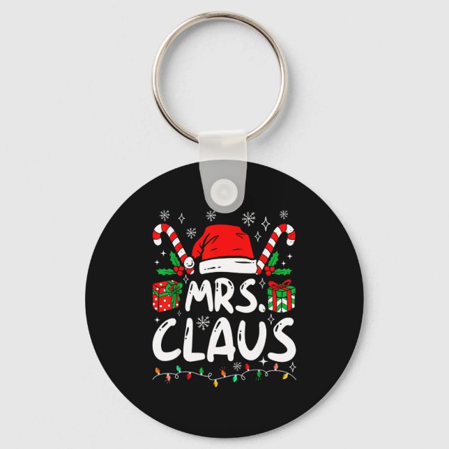Mr And Mrs Claus Santa Hat Couples Family Christma Nyckelring (Framsida)