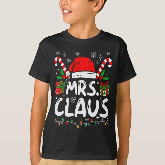 Mr And Mrs Claus Santa Hat Couples Family Christma T Shirt (Framsida)