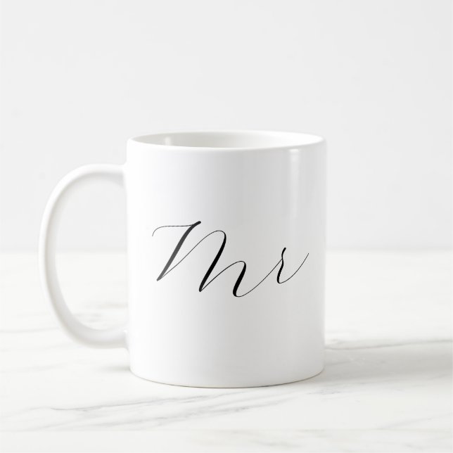 Mr and Mrs Coffee Mug Set - Newlywed Wedding Gift Kaffemugg (Vänster)