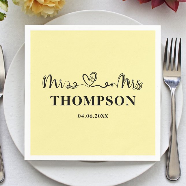 Mr and Mrs Elegant Simple | Pale Yellow Pappersservett (Skapare uppladdad)