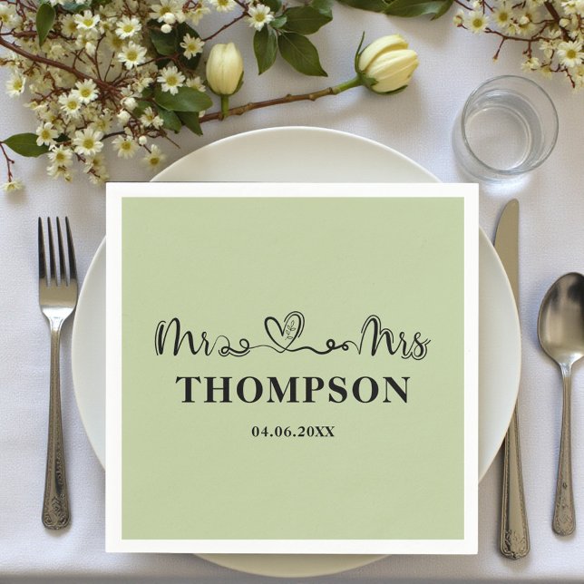 Mr and Mrs Elegant Simple | Sage Green Pappersservett (Skapare uppladdad)