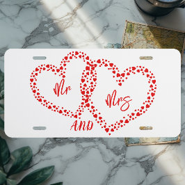 Mr and Mrs Modern Fleeting Hearts Red Decorative 