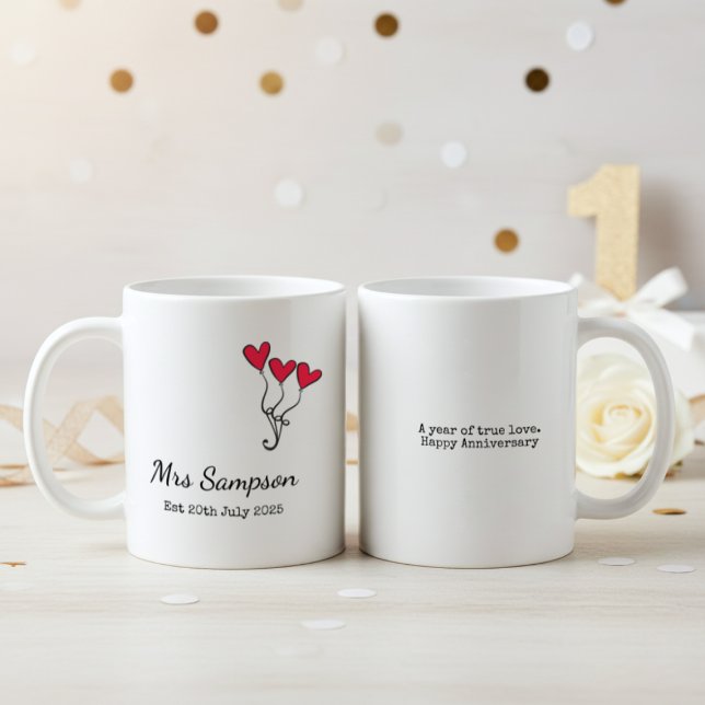 Mr And Mrs Mugs 1st Wedding Anniversary Keepsake Kaffemugg (two wight anniversary mugs)