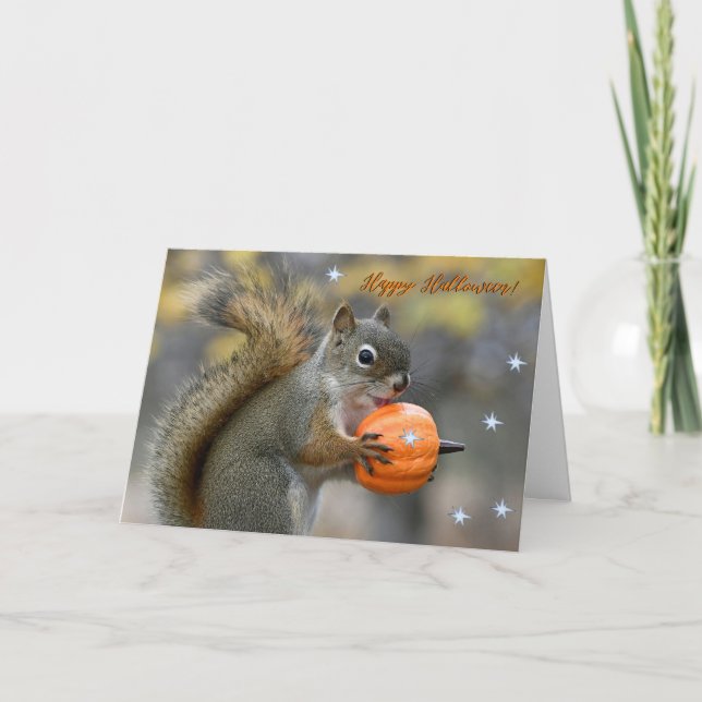 Mr Bickles the Squirrel Halloween-kortet Kort (Framsida)