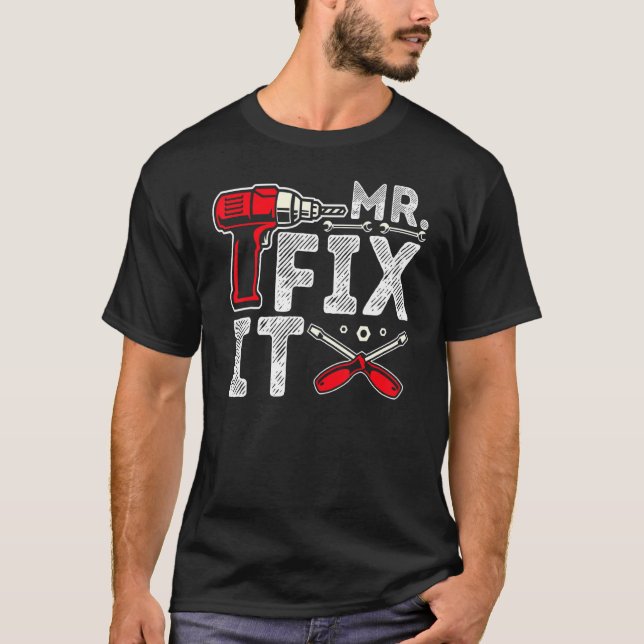 Mr Break it Fix it Pappa & Son Matching Pappor T Shirt (Framsida)
