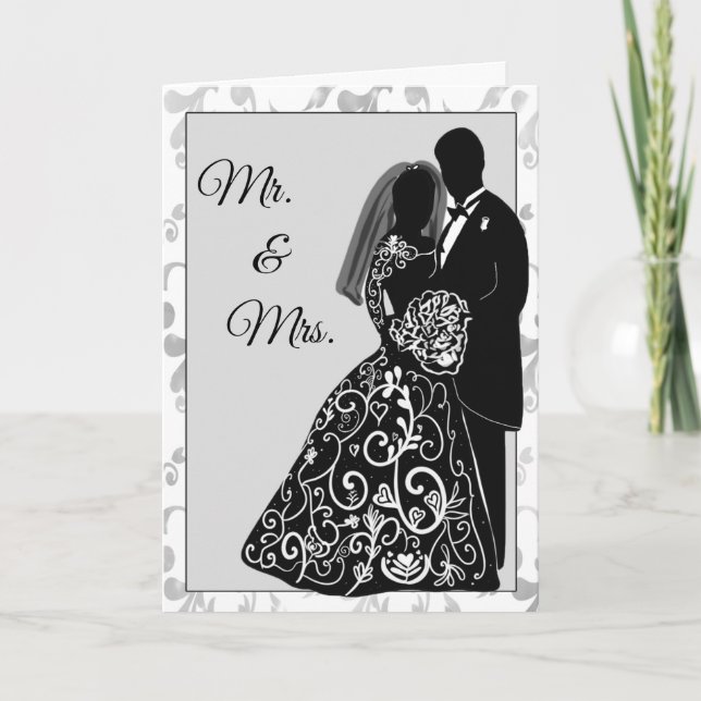 Mr. & Bride Groom Silhouette-Grattisar Kort (Framsida)