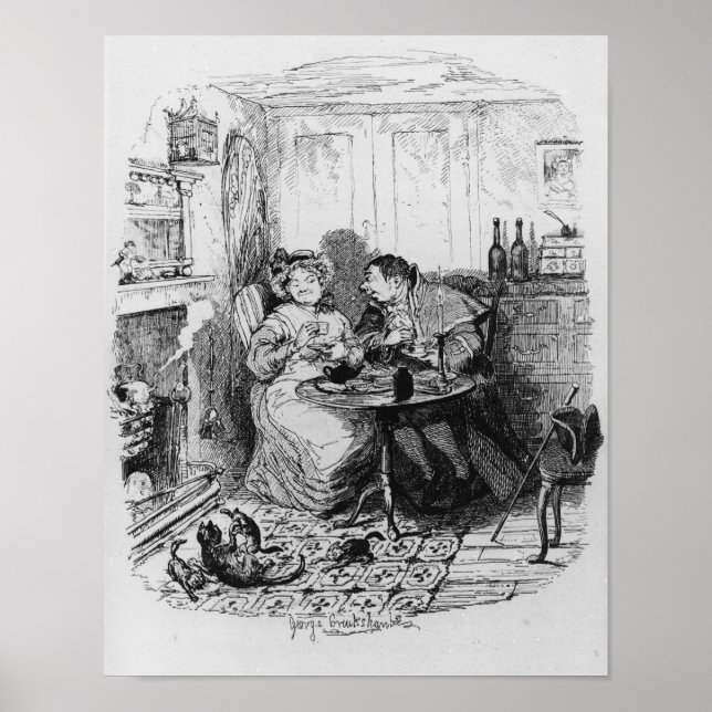 Mr Bumble och Mrs Corney tar te Poster (Framsidan)