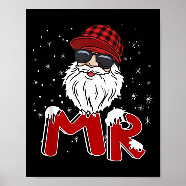 Mr Claus Costume Christmas Funny Santa Hat Family  Poster (Framsidan)