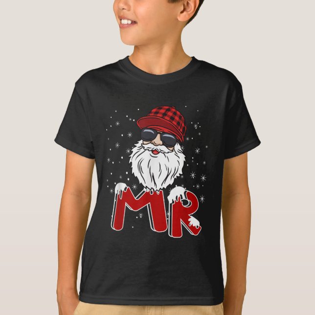 Mr Claus Costume Christmas Funny Santa Hat Family  T Shirt (Framsida)