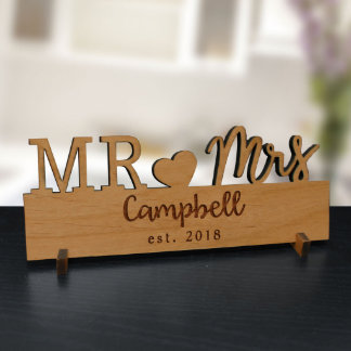 Mr. & Cute Engraved Alder Wood Plaque