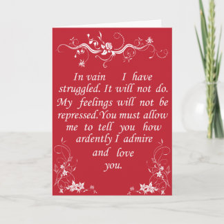 Mr Darcy Valentine Card no1 - Pride and Prejudice Helgkort
