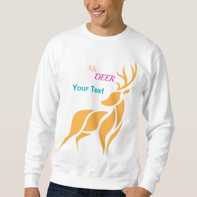 Mr. Deer Grafik – Rustik Skogsstil Lång Ärmad Tröja (Framsida)