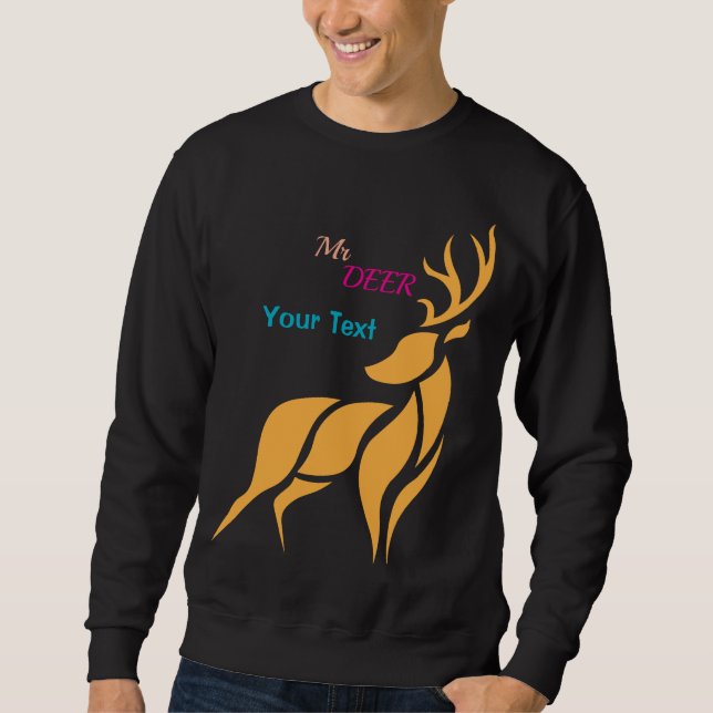 Mr. Deer Grafik – Rustik Skogsstil Lång Ärmad Tröja (Framsida)