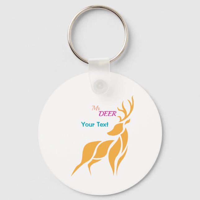Mr. Deer Grafik – Rustik Skogsstil Nyckelring (Framsida)