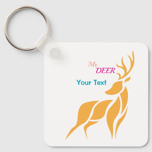 Mr. Deer Grafik – Rustik Skogsstil Nyckelring (Framsida)