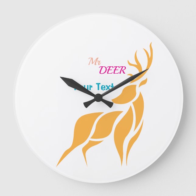 Mr. Deer Grafik – Rustik Skogsstil Stor Klocka (Framsida)