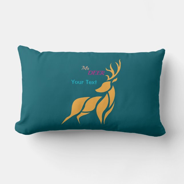 Mr. Deer Graphic – Rustic Woodland Style Lumbarkudde (Framsida)