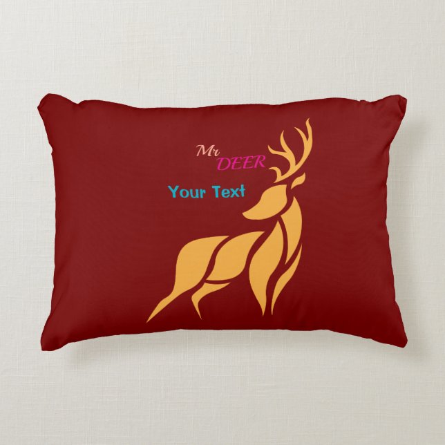 Mr. Deer Graphic – Rustic Woodland Style Prydnadskudde (Framsidan)