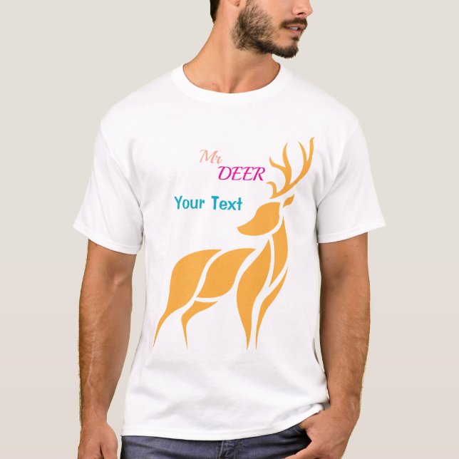 Mr. Deer Graphic – Rustic Woodland Style T Shirt (Framsida)
