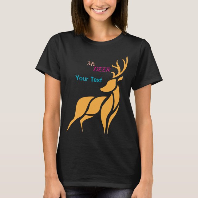 Mr. Deer Graphic – Rustic Woodland Style T Shirt (Framsida)