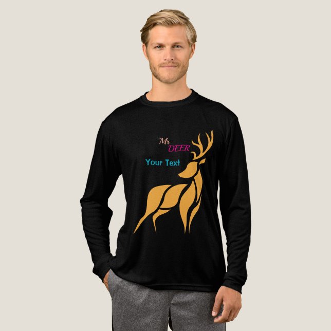 Mr. Deer Graphic – Rustic Woodland Style T Shirt (Hel framsida)