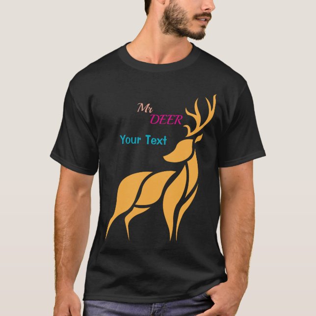 Mr. Deer Graphic – Rustic Woodland Style T Shirt (Framsida)
