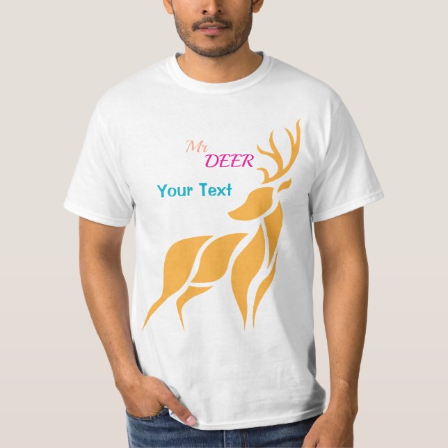 Mr. Deer Graphic – Rustic Woodland Style T Shirt (Framsida)