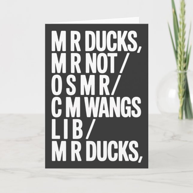 MR Ducks Funny Phonetic Joke Southern Humor Gift Kort (Framsida)