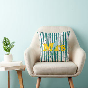 Mr eller Mrs. personalizes Birch Träd Pillows Kudde