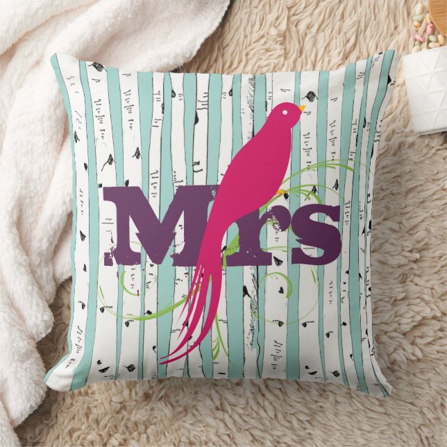 Mr eller Mrs. personalizes Birch Träd Pillows Kudde (Filt)