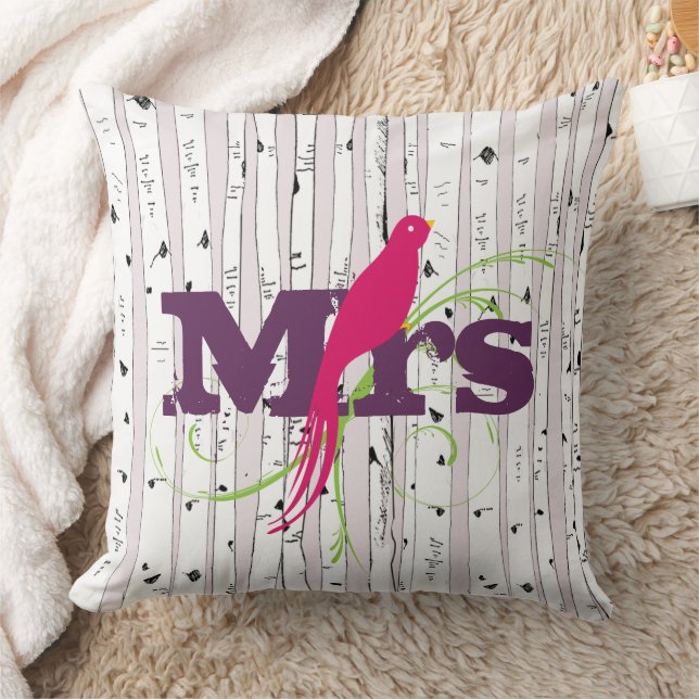 Mr eller Mrs. personalizes Birch Träd Pillows Kudde (Filt)