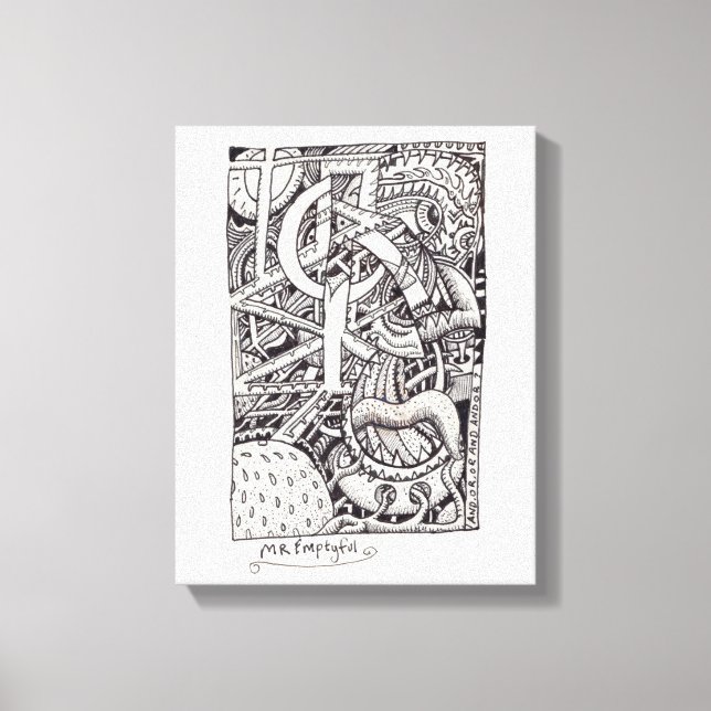 Mr Emptyful, bläck teckning Canvastryck (Framsida)