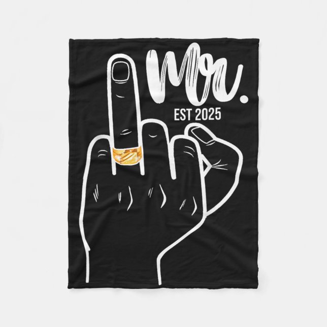 Mr Est. 2025 Ny gifta Bröllop Finger Fleecefilt (Framsidan)