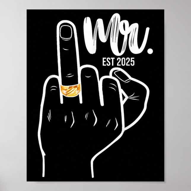 Mr Est. 2025 Ny gifta Bröllop Finger Poster (Framsidan)