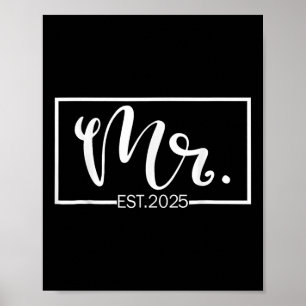 Mr Est. 2025 Ny gifta Bröllop Hubby & Poster