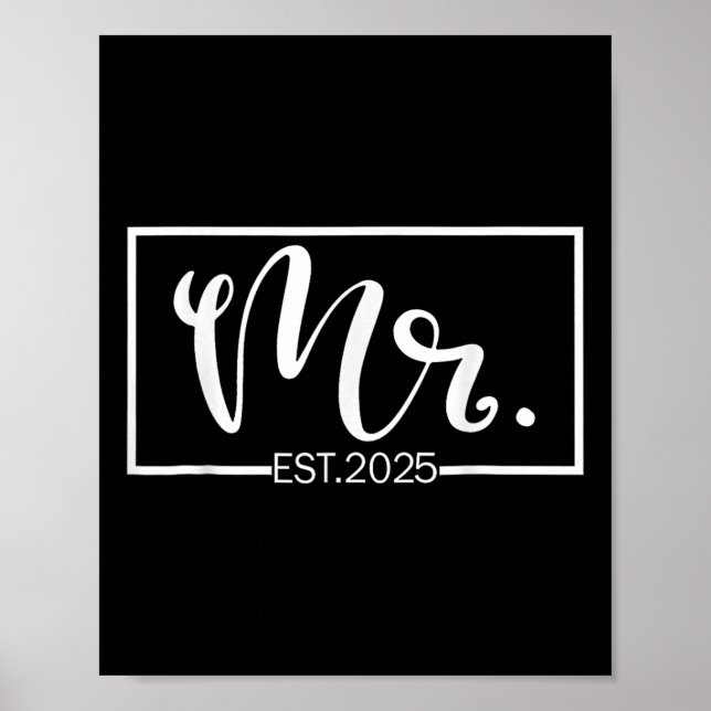 Mr Est. 2025 Ny gifta Bröllop Hubby &amp; Poster (Framsidan)