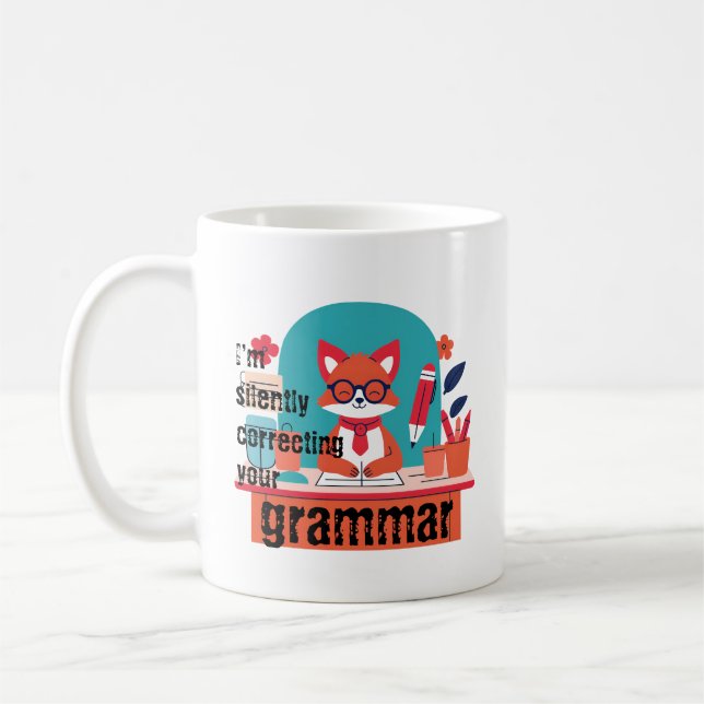 MR FOX: "Jag rättar tyst din grammatik" Kaffemugg (Vänster)