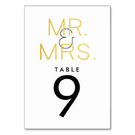 Mr. & Fru Guld Elegant Typography Bröllop Bord Bordsnummer