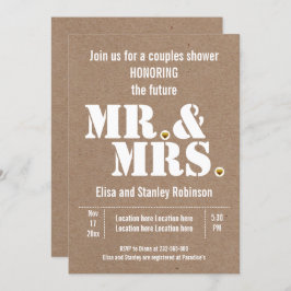 Mr. & Fru typography papper möhippa Inbjudningar