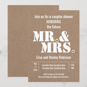 Mr. & Fru typography papper möhippa Inbjudningar