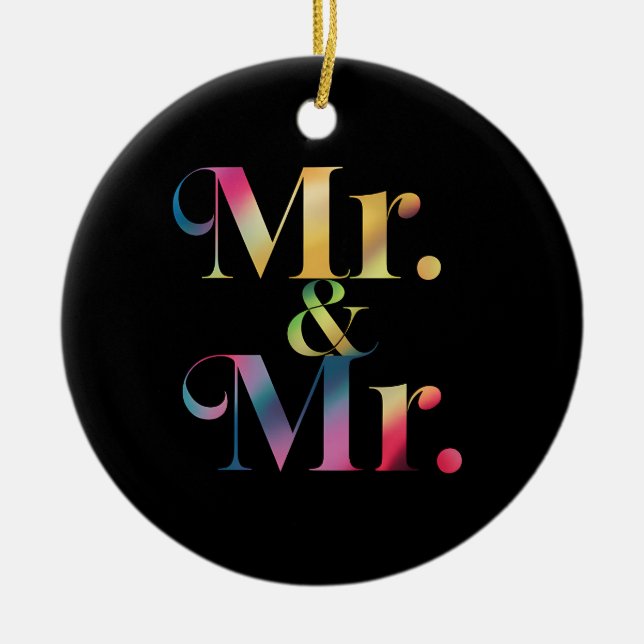 Mr. & Gay Bachelor Party Gay Marriage Julgransprydnad Keramik (Framsidan)