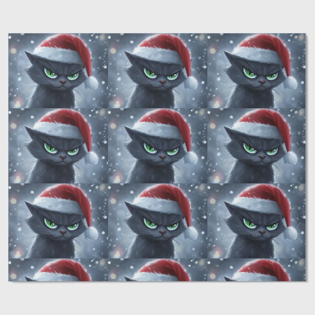 Mr. Grumpy Face Christmas Cat Presentpapper (Platt)