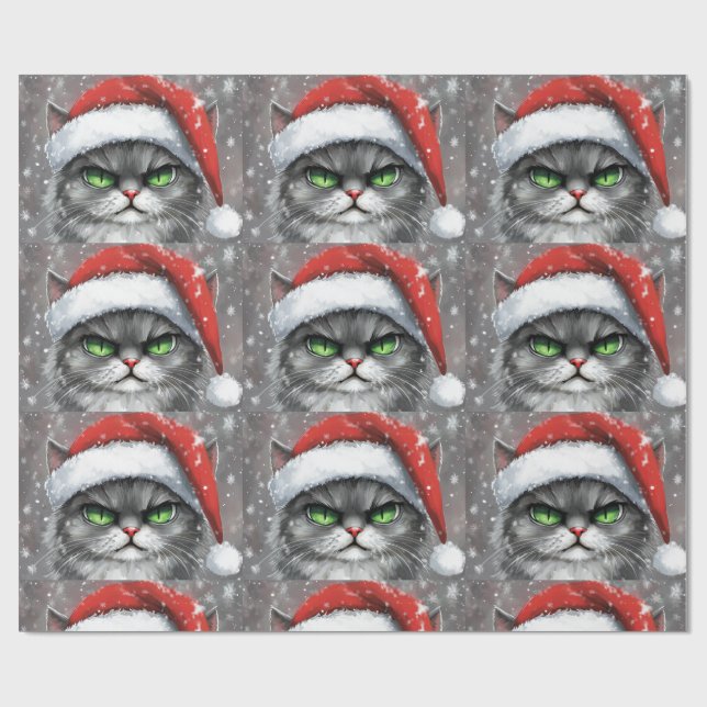 Mr. Grumpy Face (Gray) Christmas Cat Presentpapper (Platt)