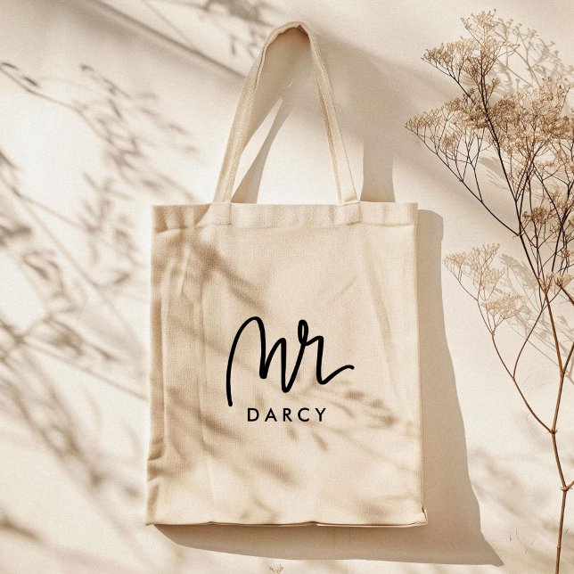 Mr. | Handbok avsedd för personligt bruk Tygkasse (Hand lettered Mr custom name market tote bag.)