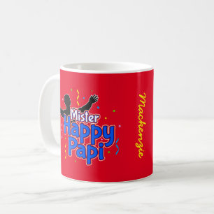 Mr Happy Papi med Ditt Namn på RÖD Kaffemugg