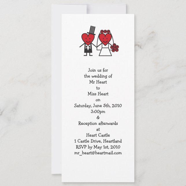 Mr Heart Wedding bjudande - lång Inbjudningar (Framsida)